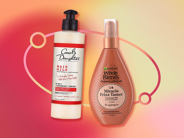 Two Hair products for flyaways on colorful background