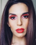 Person with embellished eye makeup