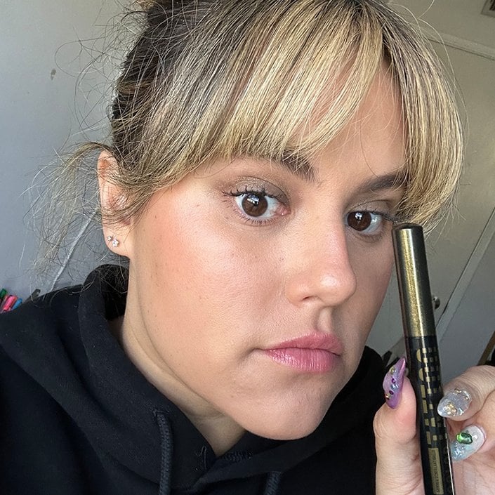 Editor wearing the Maybelline New York Color Tattoo Eye Stix in the shade I Am Fierce