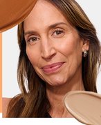 Mature woman with foundation on skin